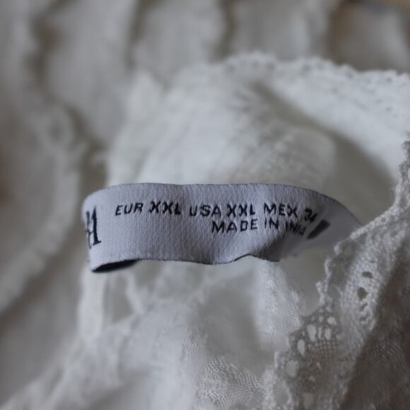 ZARA Broderie Anglaise and Lace XS White Top Embroidered 100% Cotton blouse - Picture 6 of 15